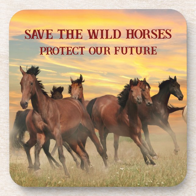 Posavasos Salvar a los Caballos Salvajes (Frente)