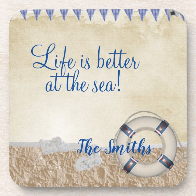 Posavasos Salvavidas en la arena (Frente)