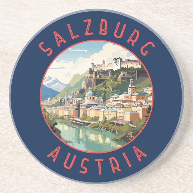 Posavasos Salzburgo Austria Círculo retro perturbado (Frente)