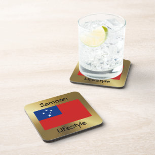 Posavasos Samoa Flag+Text Coaster