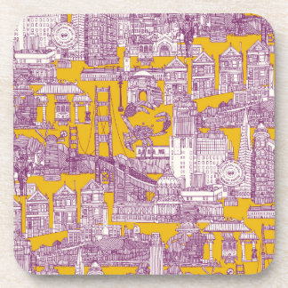 Posavasos San Francisco toile púrpura amarillo