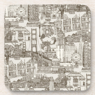Posavasos San Francisco toile té marrón fuerte blanco
