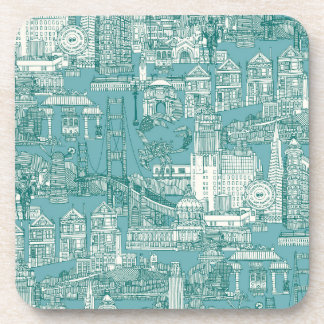 Posavasos San Francisco toile viridian turquesa azul
