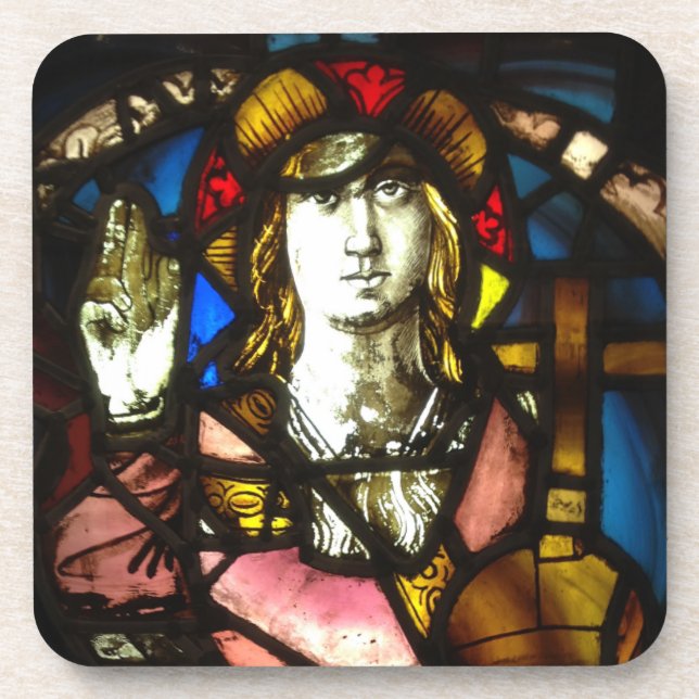 Posavasos San Jorge la capa del dragón en vidrio manchado (Frente)