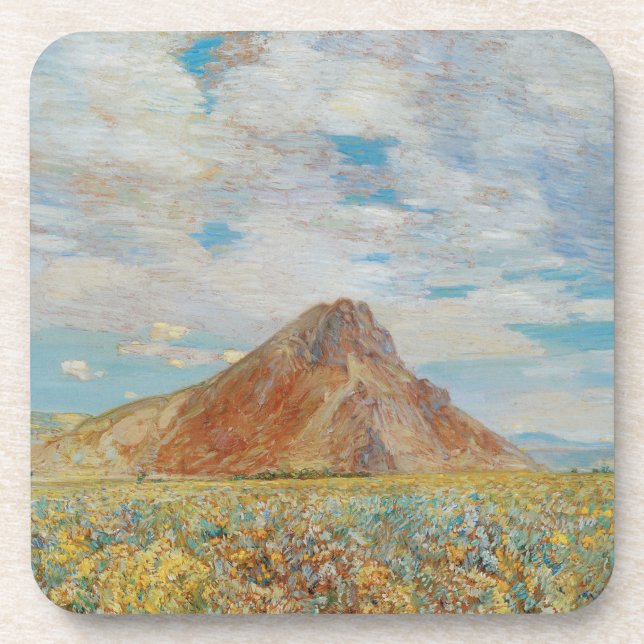 Posavasos Sand Springs Butte por Childe Hassam, arte de époc (Frente)