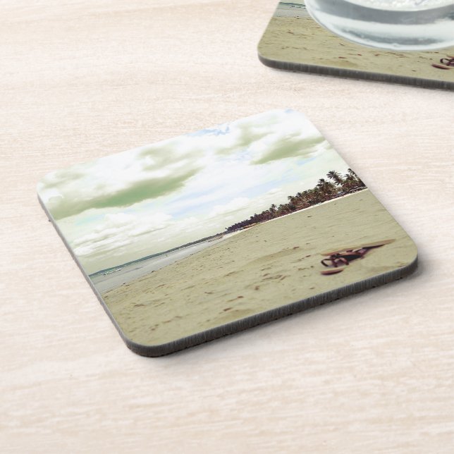 Posavasos Sandalias en la playa tropical (Lado Izquierdo)