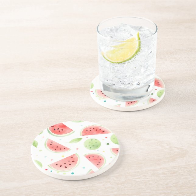 Posavasos Sandía Fruta Rosa Verde (Lado)