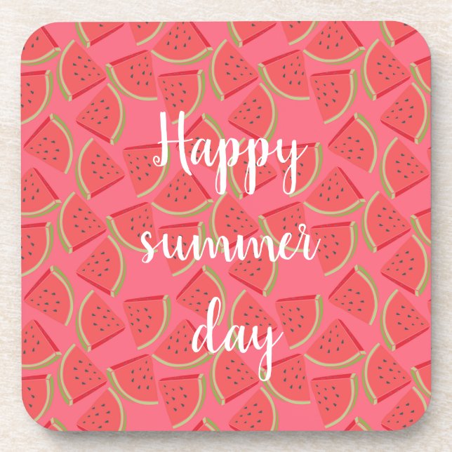 Posavasos sandía rosa moderna, verano (Frente)