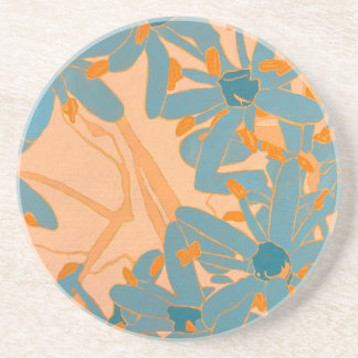 Posavasos Sandstone Coaster Contemporary Leaf Design Peach