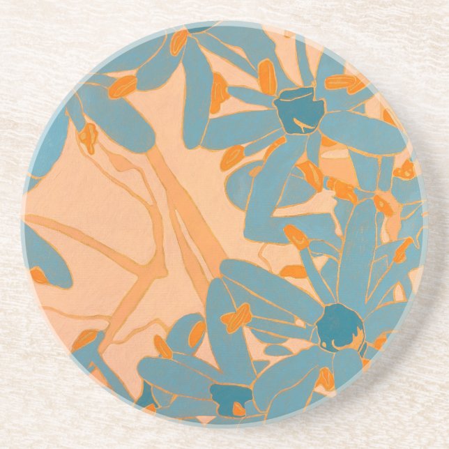 Posavasos Sandstone Coaster Contemporary Leaf Design Peach (Frente)