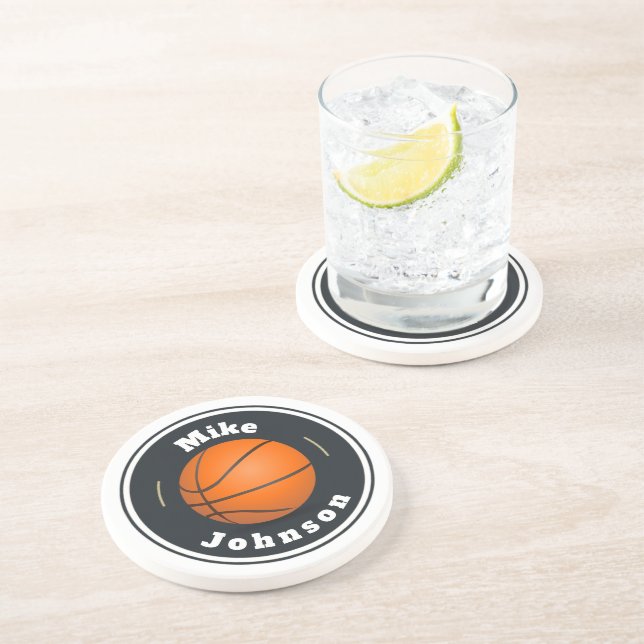 Posavasos Sandstone Coaster - Personalizado Basketball (añad (Lado)