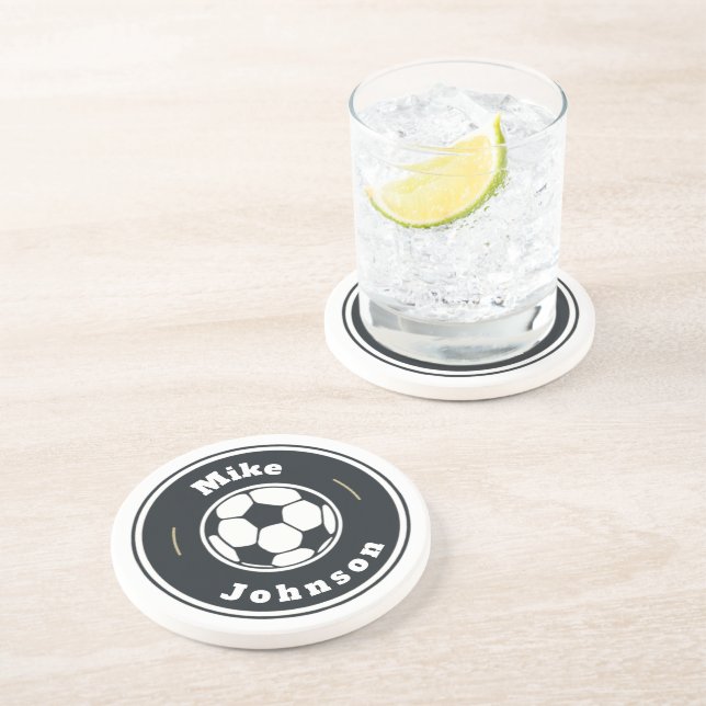 Posavasos Sandstone Coaster - Personalizado Soccer (añadir n (Lado)