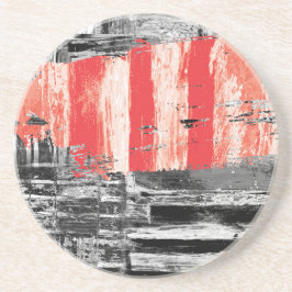 Posavasos Sandstone Coaster – Red Pulse Abstract Design
