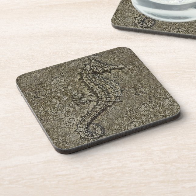 Posavasos Sandy Textured Seahorse Photography (Lado Izquierdo)