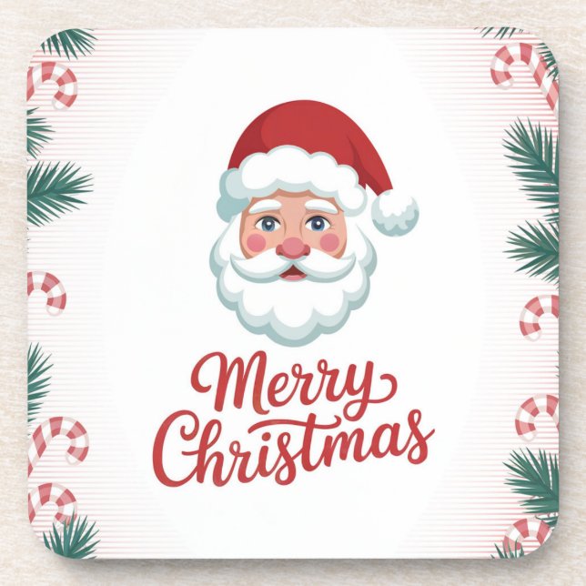 Posavasos Santa Claus Candy Canes Plastic Coaster Set (Frente)