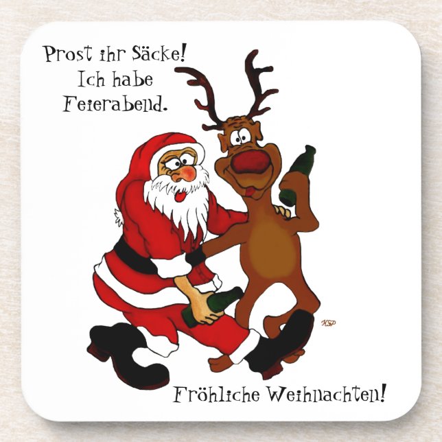 Posavasos Santa Claus con alce - espuma (Frente)