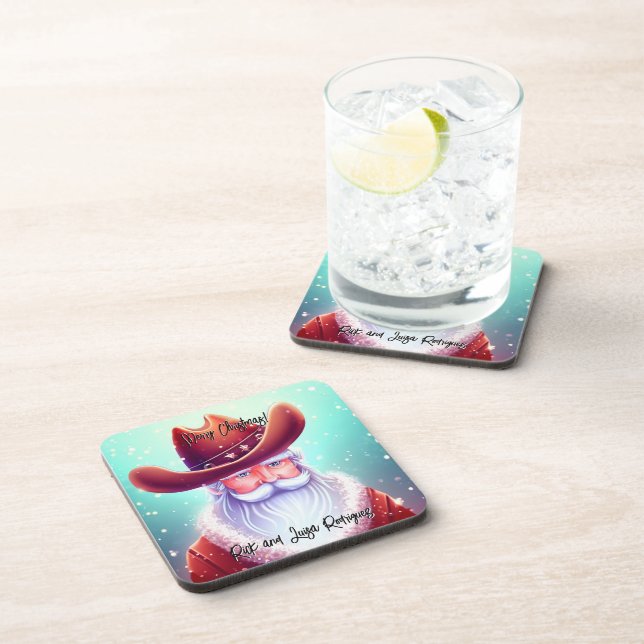 Posavasos Santa Claus en un Navidad Gorra occidental (Lado Derecho)