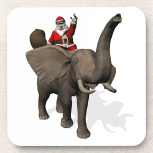 Posavasos Santa Claus Montando Sobre El Elefante