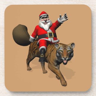 Posavasos Santa Claus montando un tigre