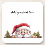 Posavasos Santa Claus Peeking Christmas Tree<br><div class="desc">Santa Claus aspira para asegurarse de que estás dormido. Personalice estas galas con su propio mensaje.</div>