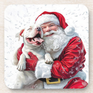Posavasos Santa Claus y Pitbull Puppy Dog
