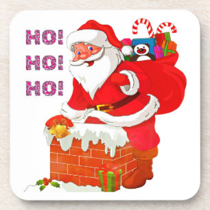 Posavasos SANTA CON NAVIDAD PRESENTE, HO! ¡Oh! ¡Oh!