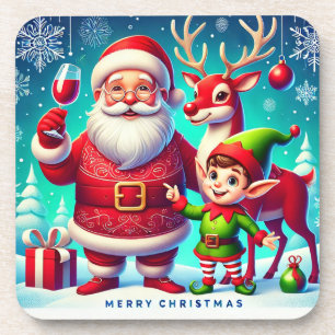 Posavasos Santa, Duende y Reno en una Navidad Festiva