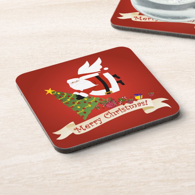 Posavasos Santa entrega una Feliz Navidad (Lado Izquierdo)