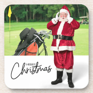 Posavasos Santa golfer sobre el Fiesta de los Navidades verd