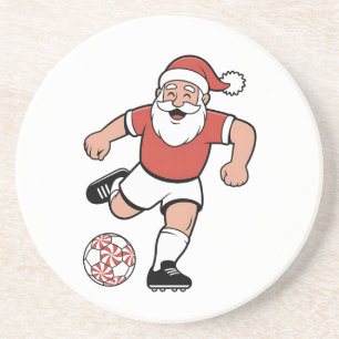 Posavasos Santa jugando fútbol jugador de fútbol navideño de