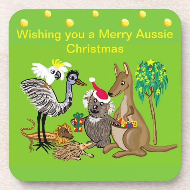 Posavasos Santa koala da regalos de Navidad a los australian (Frente)