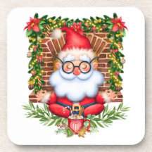 Santa Namaste Yoga Pose Navidades Coaster Set 6