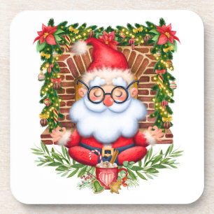Posavasos Santa Namaste Yoga Pose Navidades Coaster Set 6