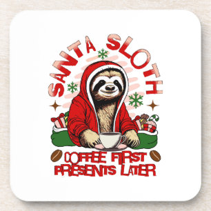Posavasos Santa Sloth bebiendo café