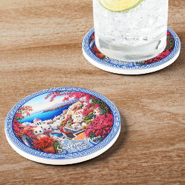 Posavasos Santorini Grecia Bougainvillea Paintage Viajes