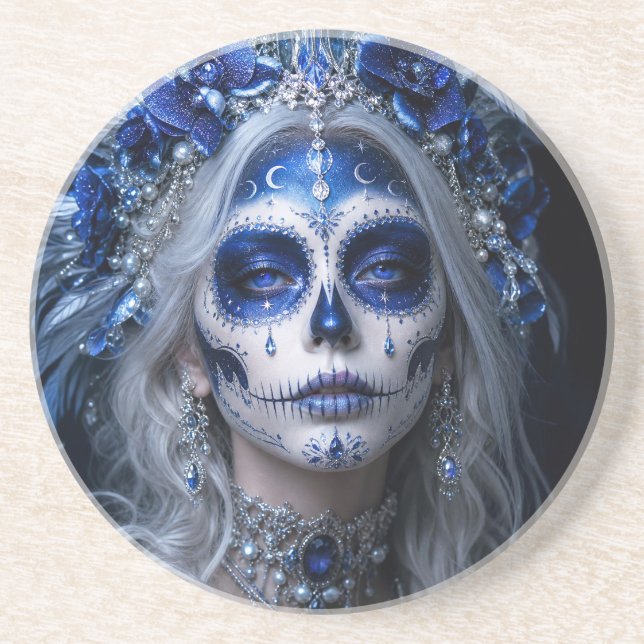 Posavasos Sapphire Moon Calavera – Azul Celestial  (Frente)