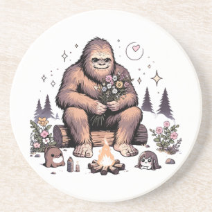 Posavasos Sasquatch sosteniendo flores
