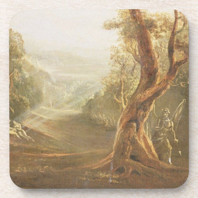 Posavasos Satan que comtempla Adán y a Eva en paraíso, de (Frente)