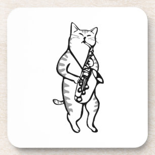 Posavasos Saxofón Instrumental Música Jazz Gato Almohadilla