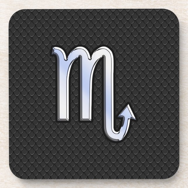 Posavasos Scorpio Zodiac Chrome Como Símbolo Deco de serpien (Frente)