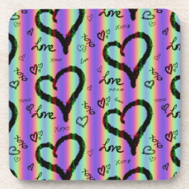 Posavasos Scribble Love Xoxo Heart Stripe Plastic Coaster
