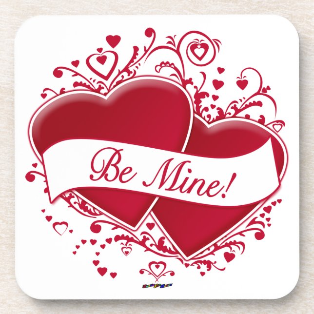 Posavasos ¡Sé Mío! Corazones rojos (Frente)