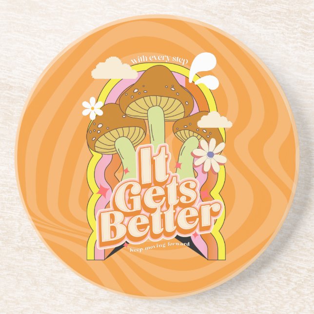 Posavasos Se pone mejor | Buenas vibraciones y sentidos de G (Frente)