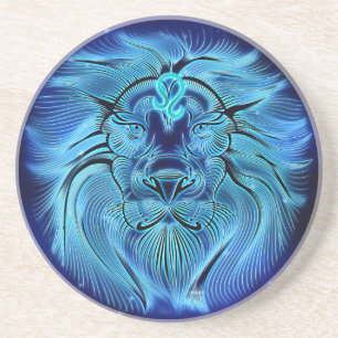 Posavasos Sé un rey, sé un león, azul, signo de zodiaco