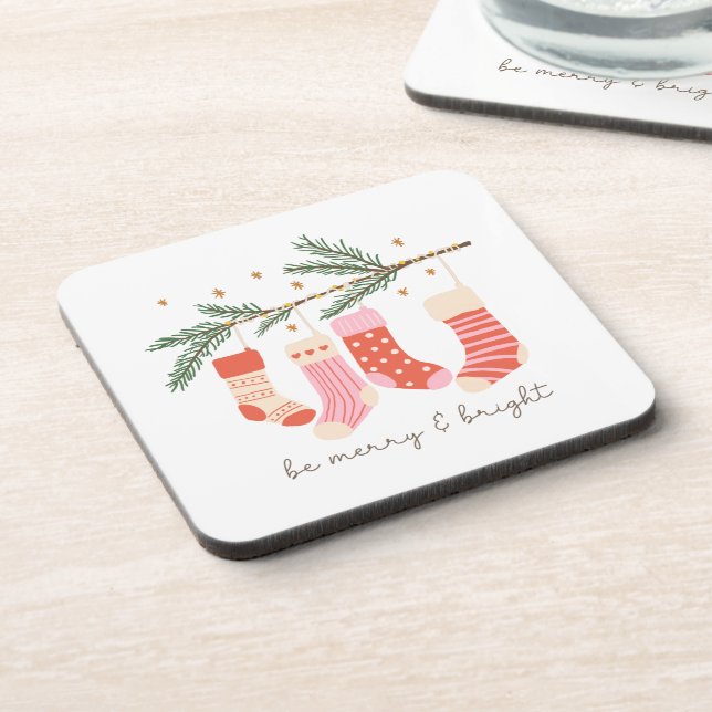 Posavasos Sea feroz y brillante vacaciones en Navidades rojo (Lado Izquierdo)