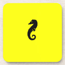 Posavasos Seahorse de Glow_Black-on-Yellow del océano