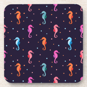 Posavasos Seahorses de la acuarela en modelo de los azules