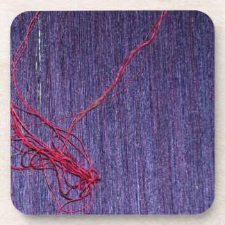 Posavasos Seda azul tailandesa hecha a mano con hilo rojo