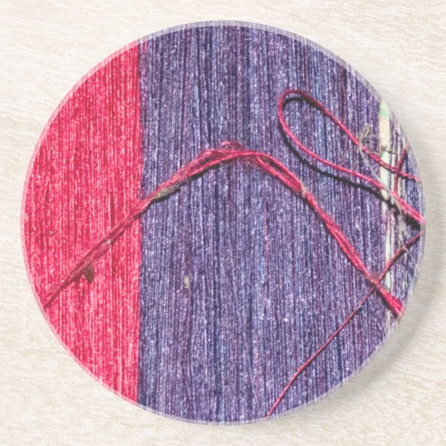 Posavasos Seda tailandesa azul y roja hecha a mano (Frente)