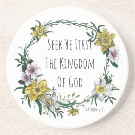 Posavasos Seek Ye First the Kingdom Sandstone Coaster